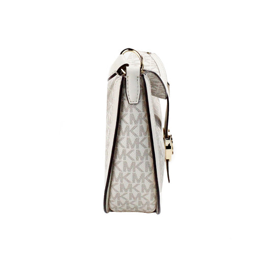Michael Kors Gabby Small Cream Signature PVC Foldover Hobo Crossbody Bag