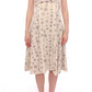 Andrea Incontri Elegant White Wool Shift Dress with Gray Print