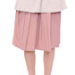 Comeforbreakfast Elegant Pleated Knee-length Skirt in Pink and Gray