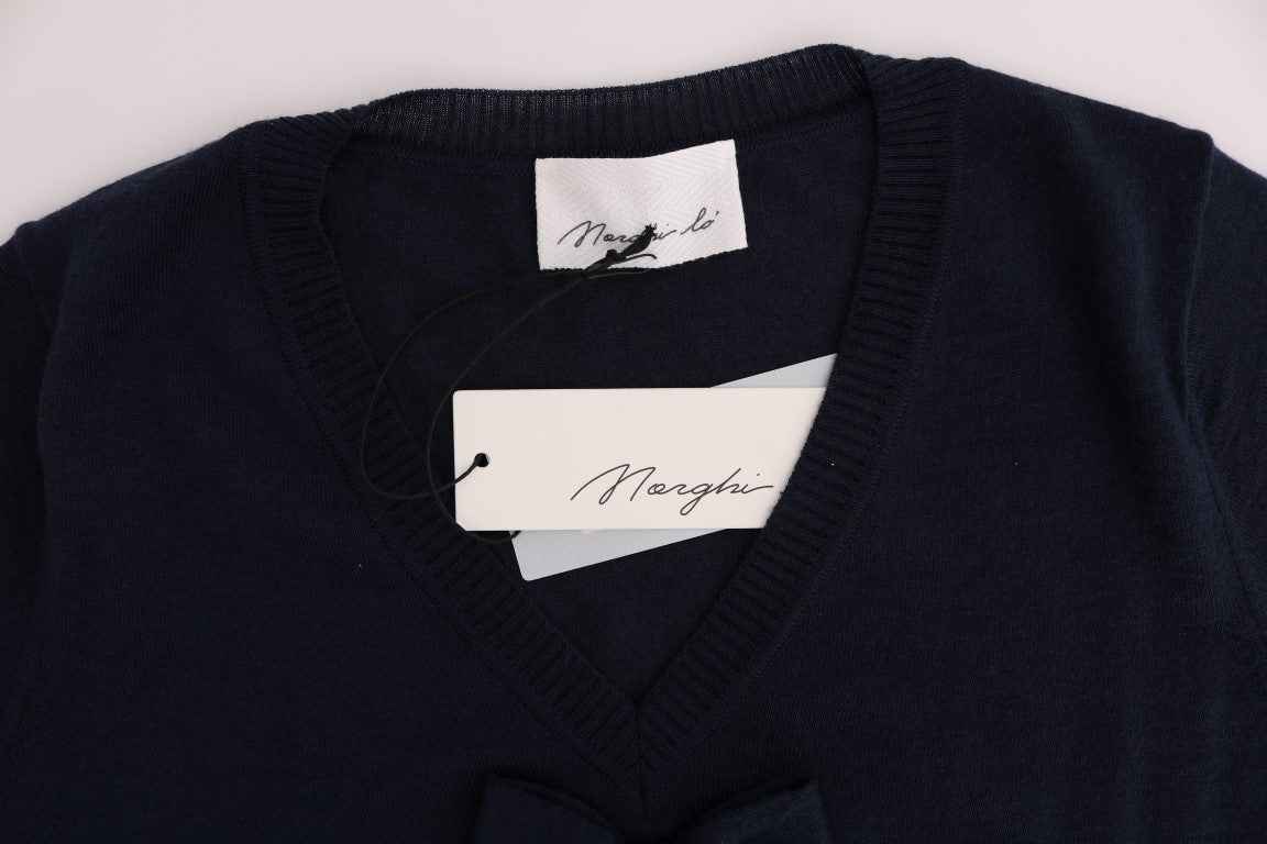 MARGHI LO' Elegant Blue Wool Top - Chic Everyday Elegance