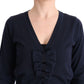 MARGHI LO' Elegant Blue Wool Cardigan Sweater