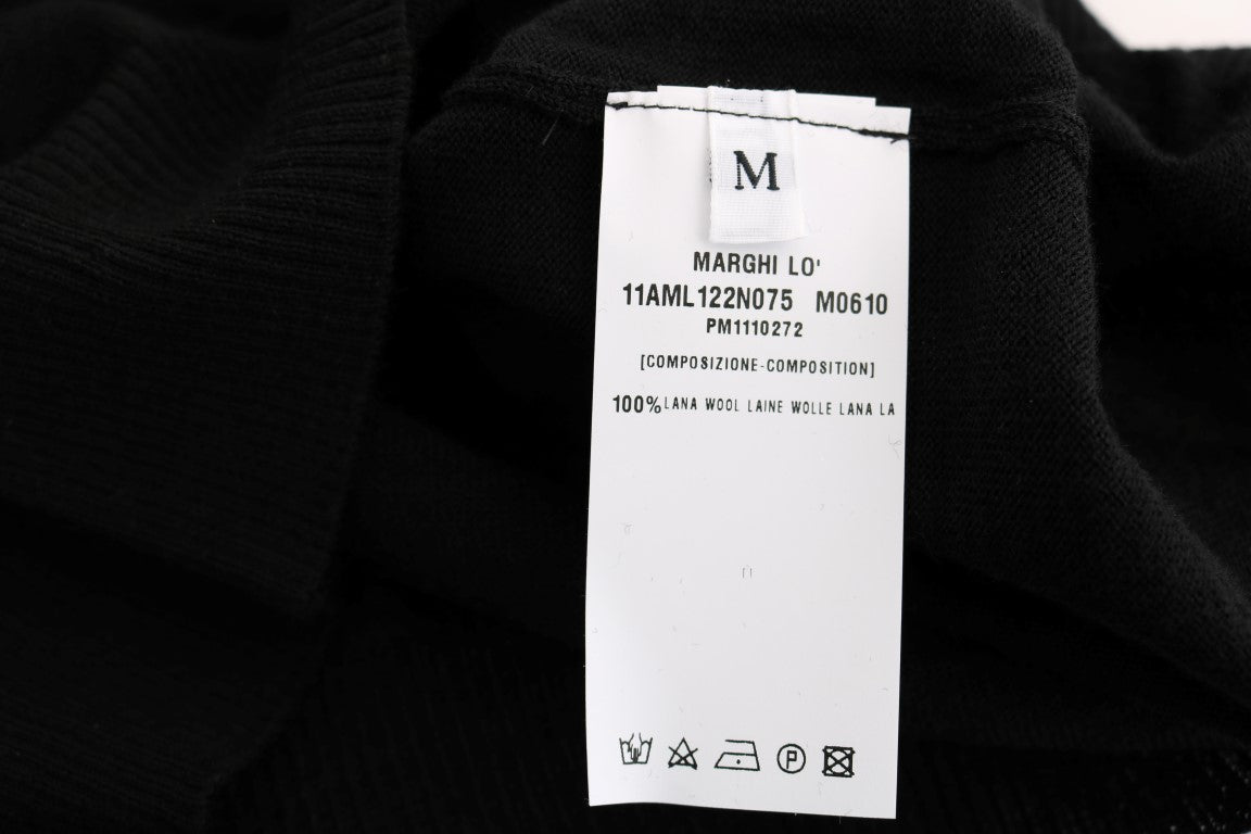 MARGHI LO' Elegant Black Wool Shift Dress