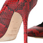Dolce & Gabbana Red Almond Toe Snakeskin Pumps with Lace Socks