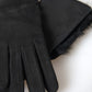 Dolce & Gabbana Elegant Leather Elbow Length Gloves with Fur Trim