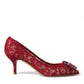 Dolce & Gabbana Radiant Red Lace Heels with Crystals