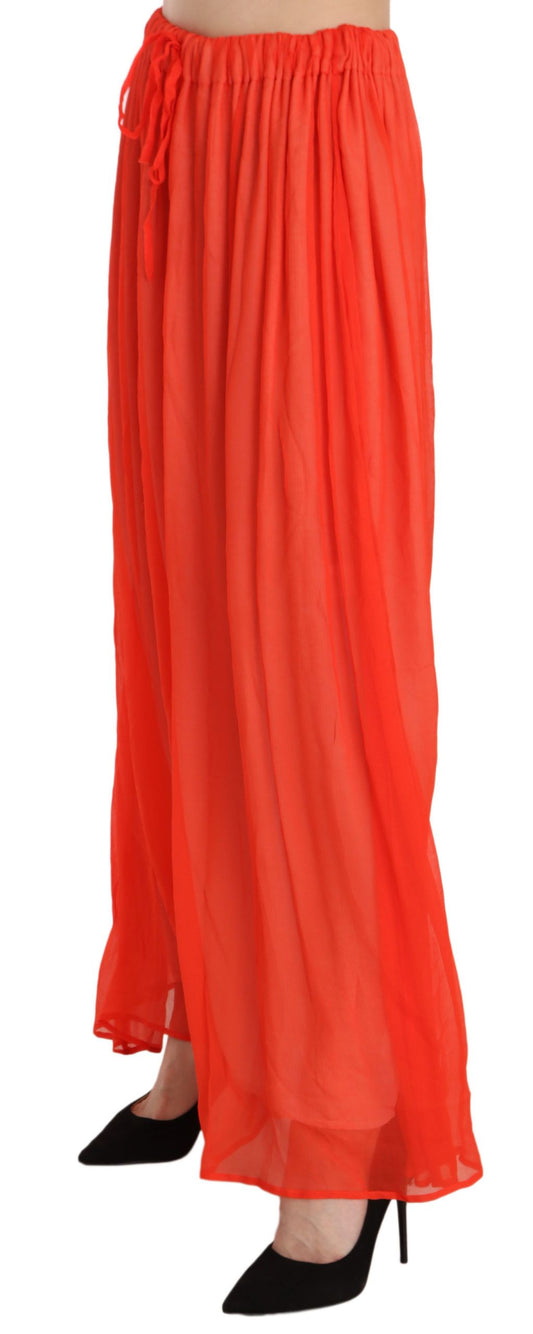 Jucca Elegant Orange Pleated Maxi Skirt