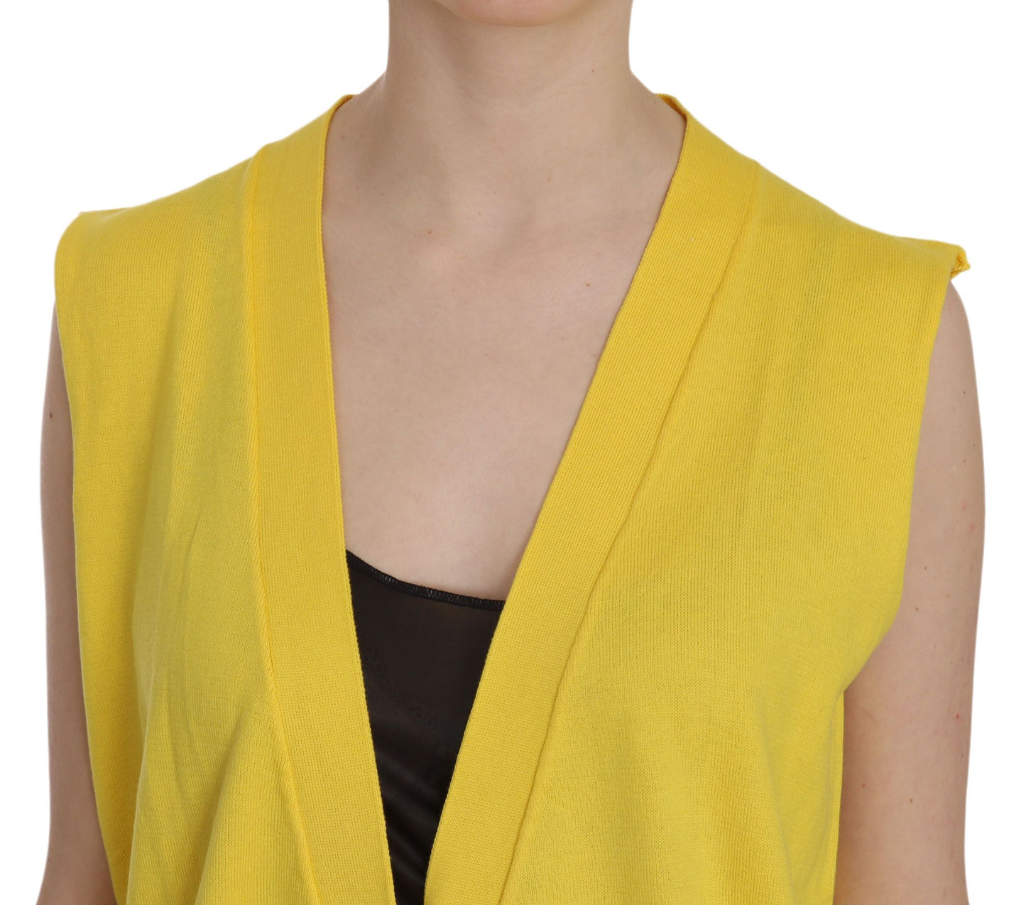 PINK MEMORIES Elegant Yellow Sleeveless Cotton Vest