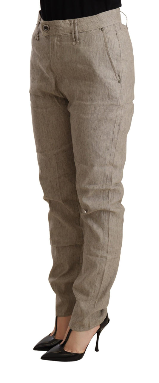 CYCLE Chic Beige Mid Waist Baggy Pants for Sophisticated Style