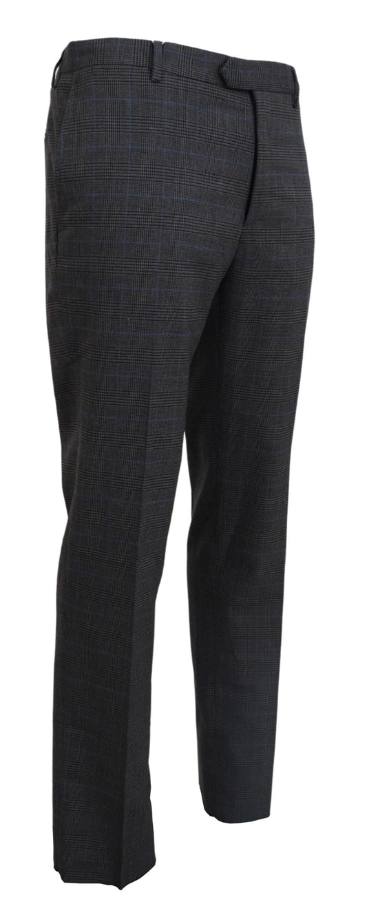 BENCIVENGA Elegant Checkered Wool Dress Pants for Men