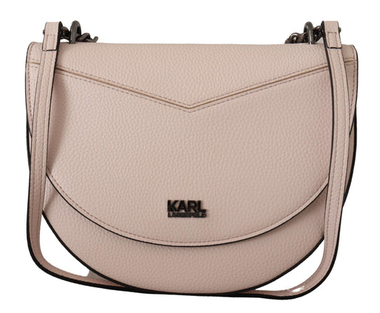 Karl Lagerfeld Elegant Mauve Light Pink Leather Shoulder Bag