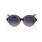 Frankie Morello Elegant Black Round Sunglasses with White Accent