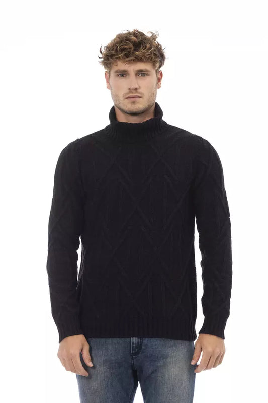 Alpha Studio Elegant Turtleneck Sweater in Timeless Black