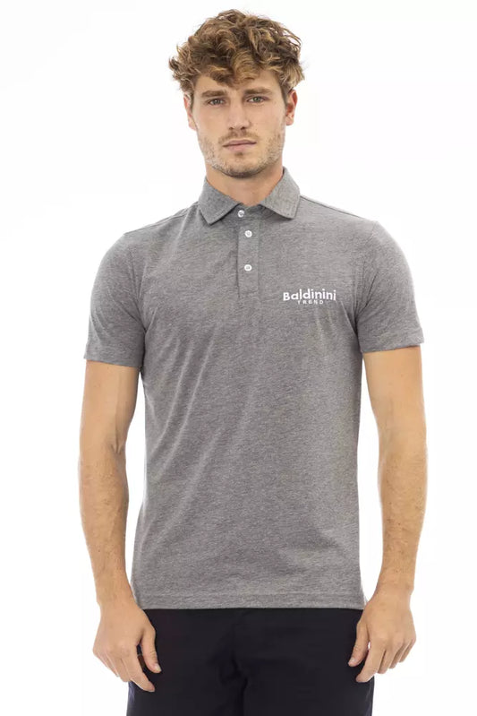 Baldinini Trend Refined Gray Cotton Polo with Embroidered Logo