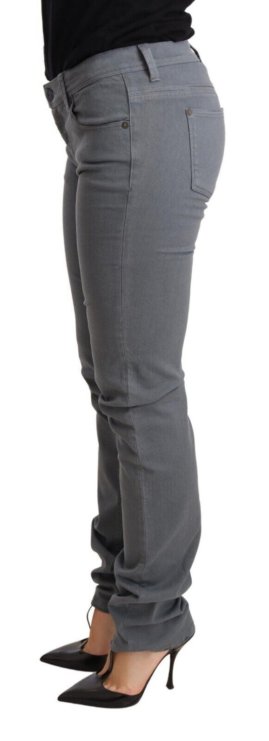 Ermanno Scervino Sleek Gray Low Waist Skinny Jeans