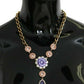 Dolce & Gabbana Elegant Gold Crystal Floral Charm Necklace