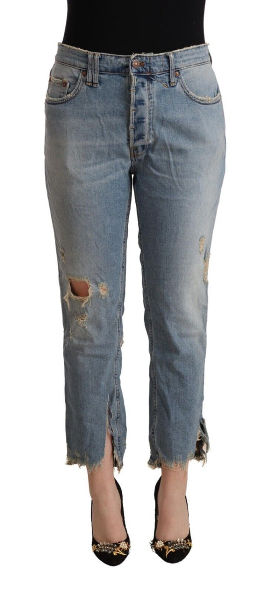 CYCLE Chic Distressed Mid Waist Cropped Denim