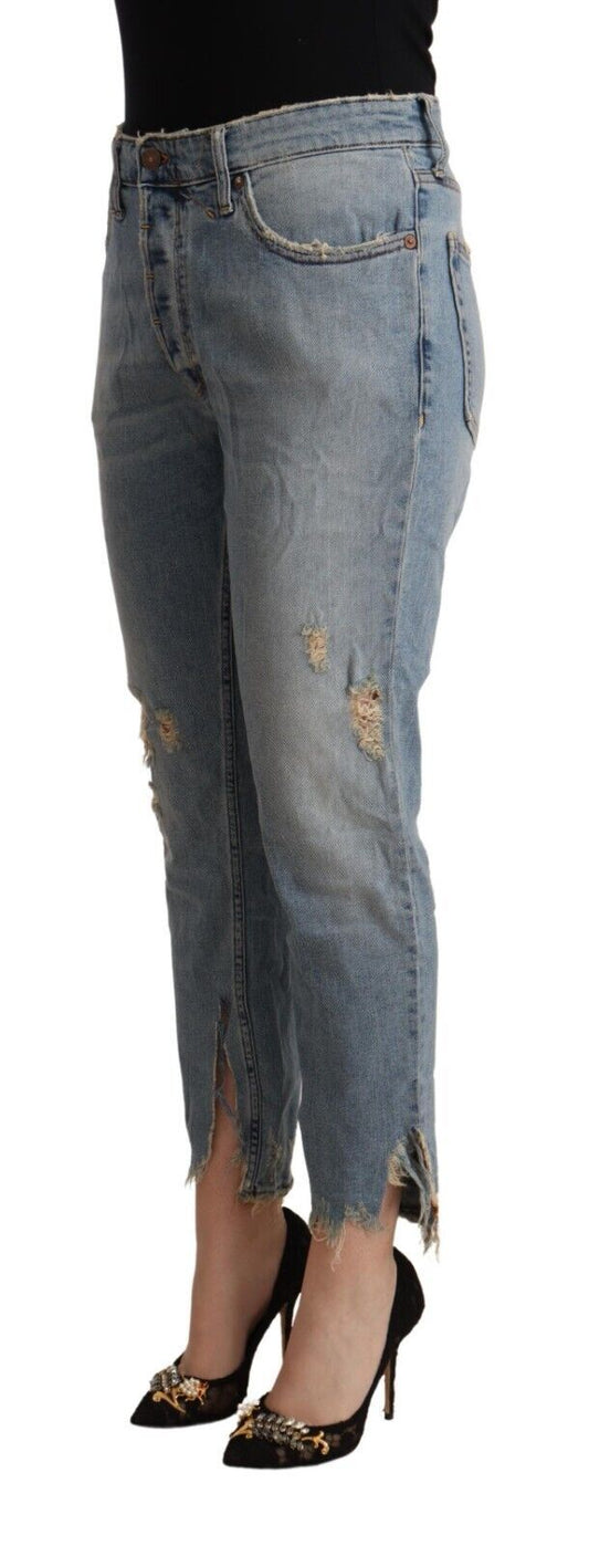 CYCLE Chic Distressed Mid Waist Cropped Denim