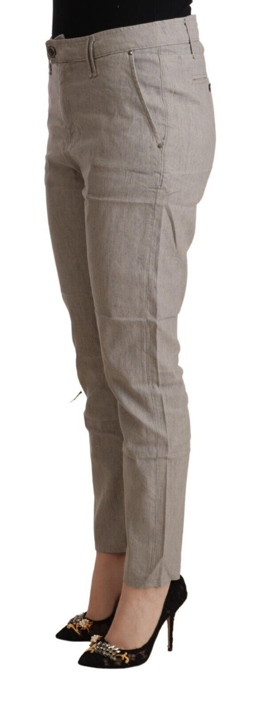 CYCLE Elegant Light Grey Tapered Linen Pants