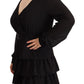 Liu Jo Elegant Black A-Line Mini Dress with Long Sleeves