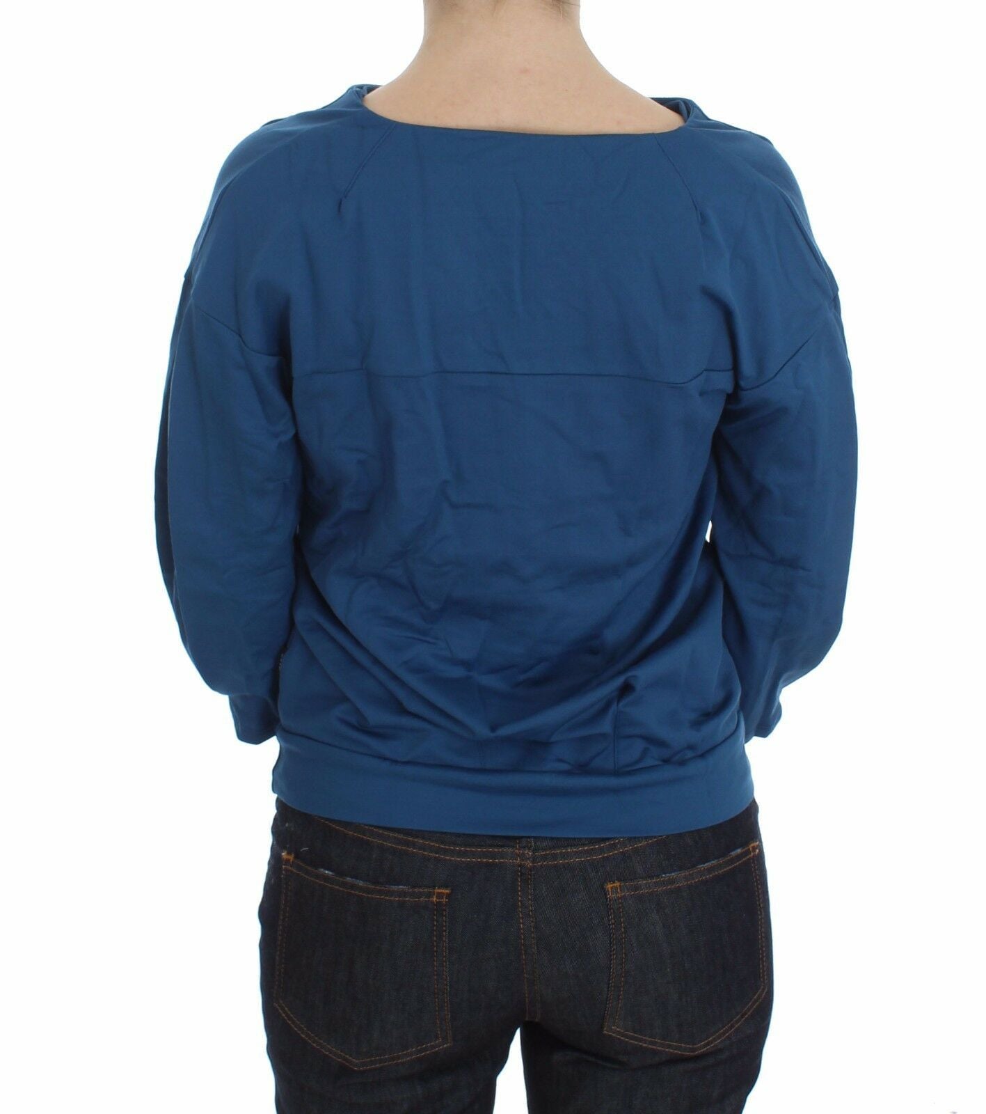 Exte Elegant Deep V-Neck Sweater in Blue