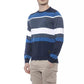 Conte of Florence Elegant Striped Crewneck Sweater in Blue