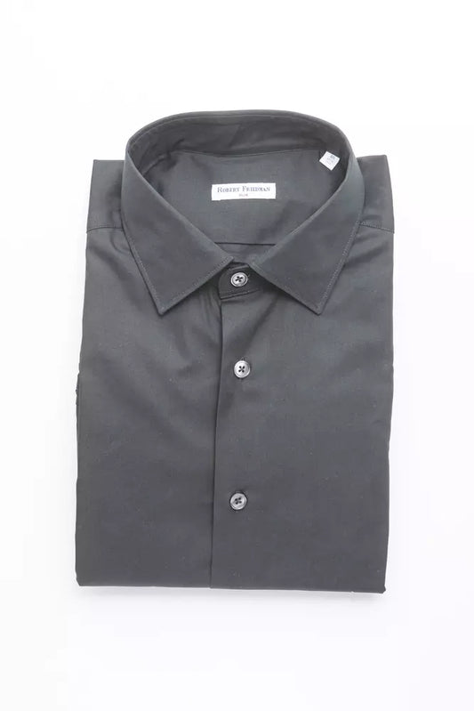 Robert Friedman Elegant Medium Slim Collar Black Shirt