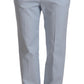 Peserico Light Blue High Waist Cotton Tapered Trouser Pants