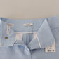 Peserico Light Blue High Waist Cotton Tapered Trouser Pants