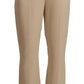 Alberta Ferretti Beige Viscose High Waist Flared Dress Trouser Pants