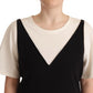 Boutique Moschino Black White Polyester Short Sleeves Top Blouse