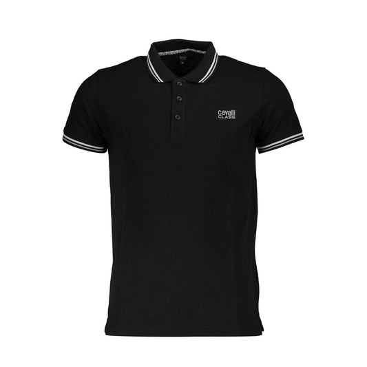 Cavalli Class Black Cotton Men Polo Shirt Mens T-Shirt