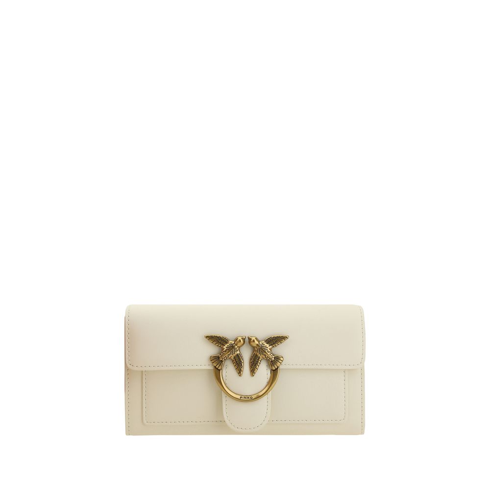PINKO White Calf Leather Bos Taurus Wallet