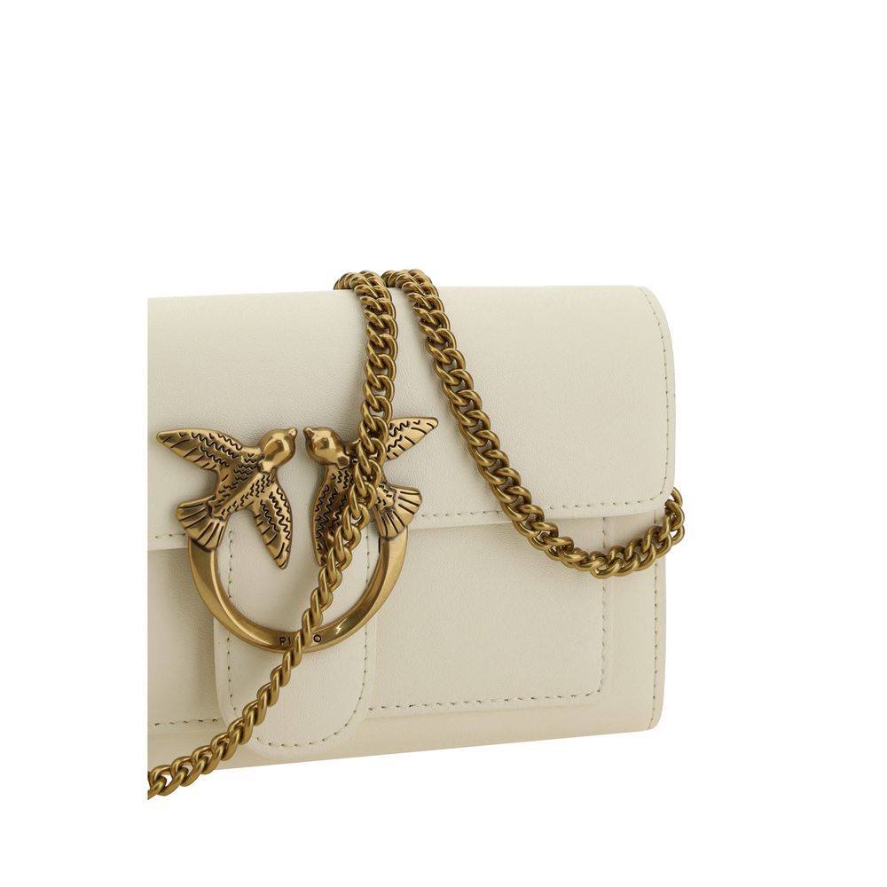 PINKO White Calf Leather Bos Taurus Wallet