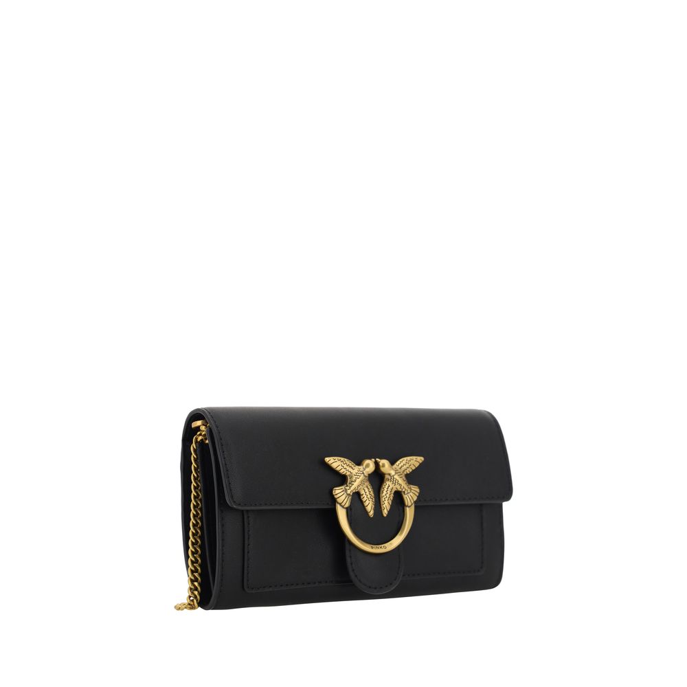 PINKO Black Calf Leather Bos Taurus Wallet