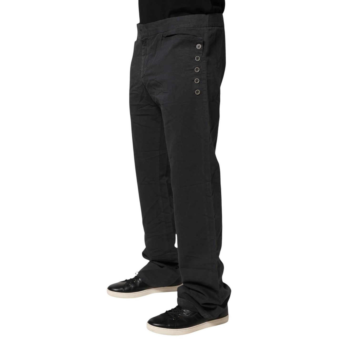 Just Cavalli Black Straight Fit Mid Waist Denim Trouser Jeans