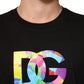 Dolce & Gabbana Black Logo Print Cotton Crew Neck T-shirt