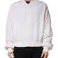 Dolce & Gabbana White Silk Full Zip Bomber Blouson Jacket