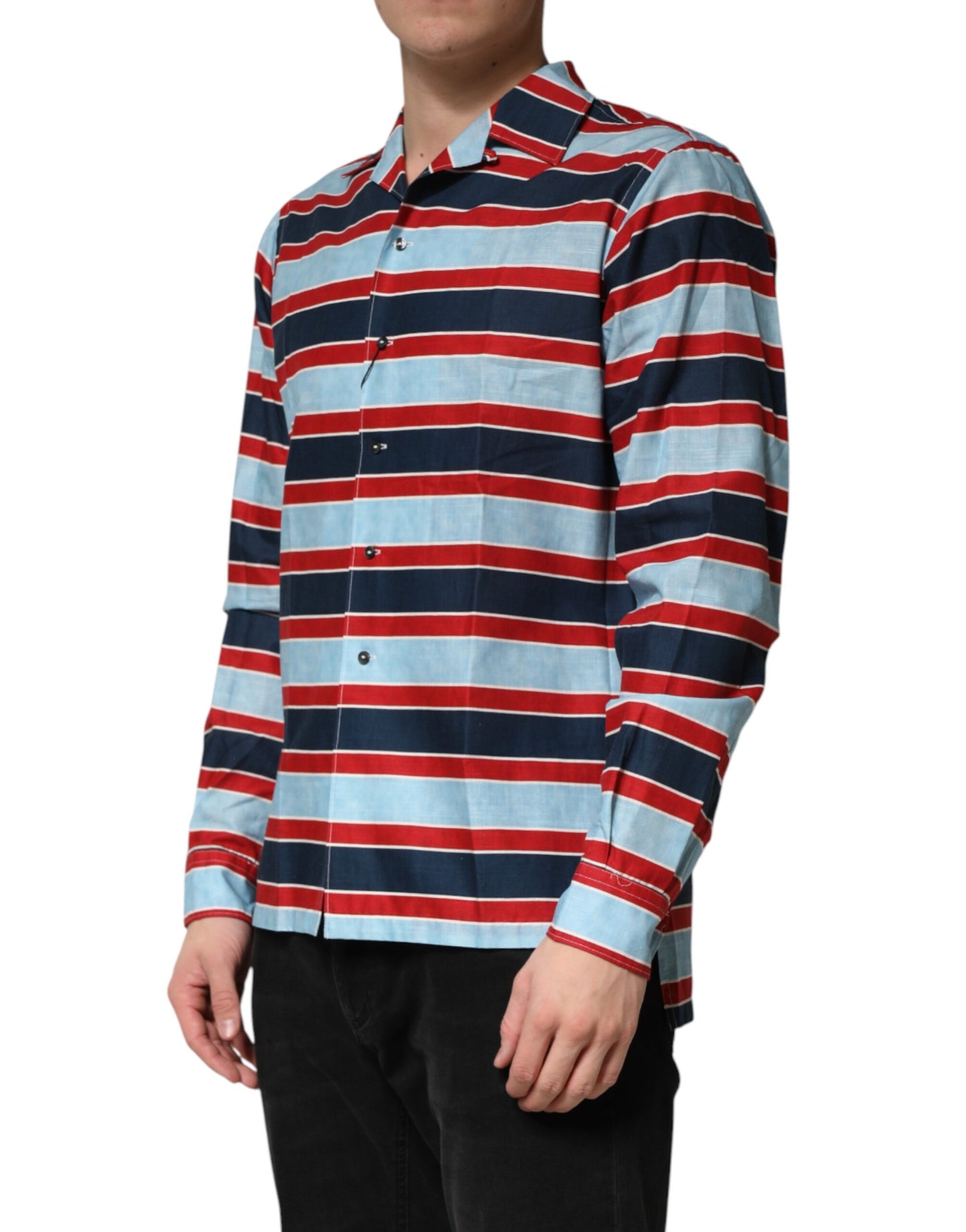 Dolce & Gabbana Multicolor Stripes Cotton Men Button Down Shirt