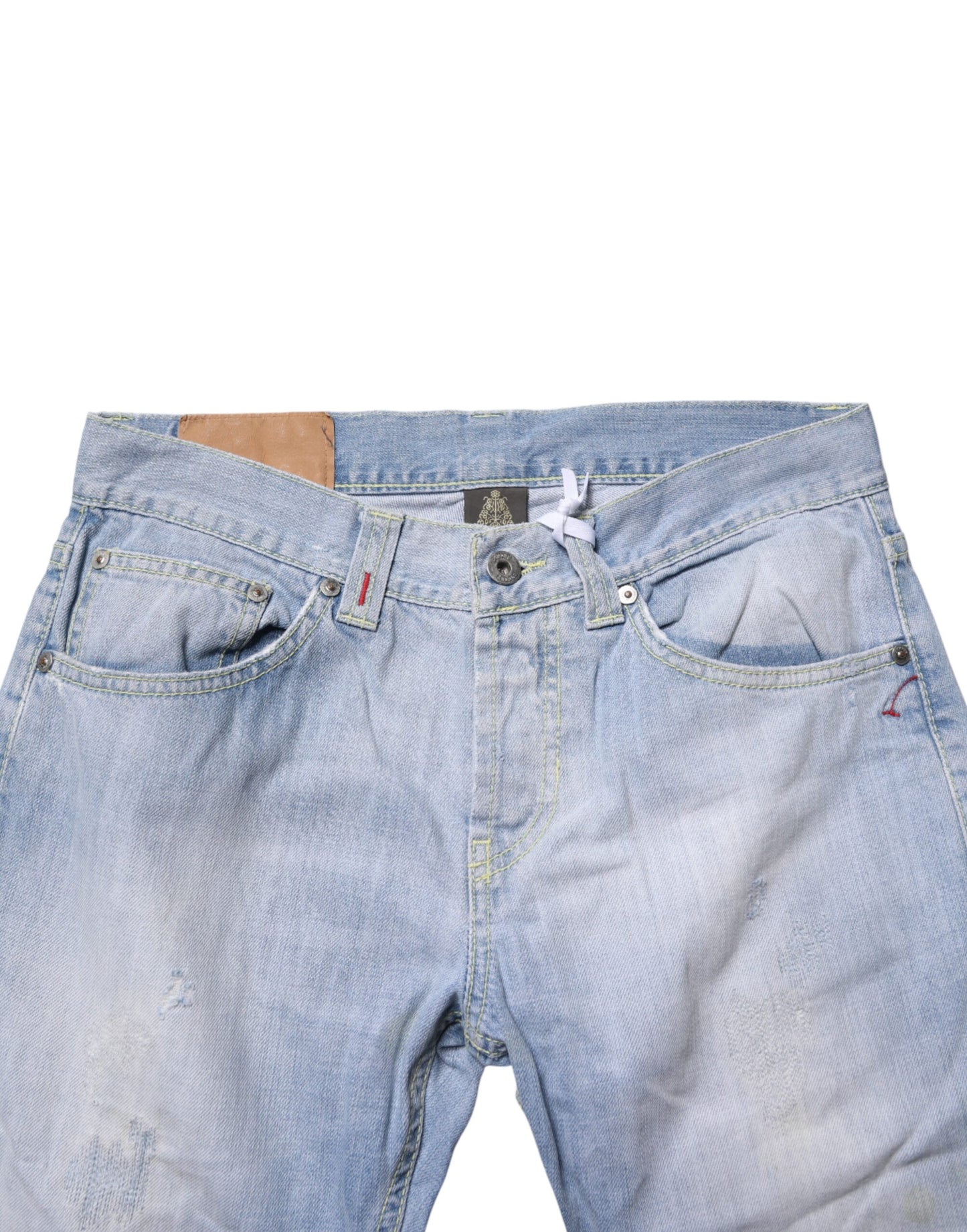 Dondup Light Blue Cotton Stretch Straight Denim Trouser Jeans