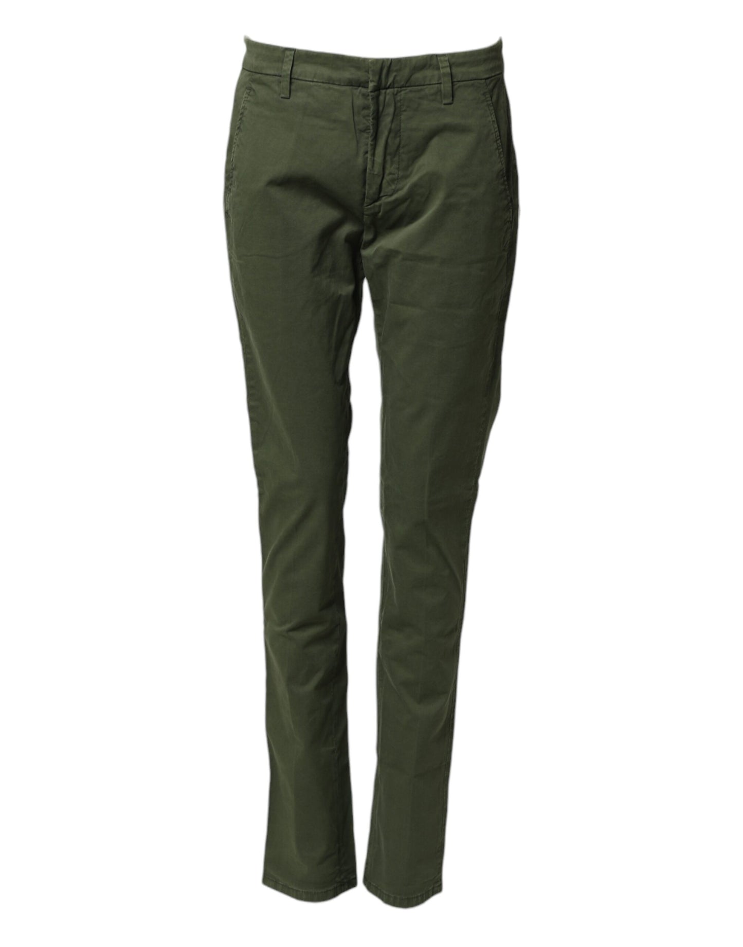 Dondup Dark Green Cotton Stretch Skinny Chino Trouser Pants