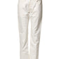 Fortela White Cotton Straight Denim Mid Waist Trouser Jeans