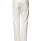 Fortela White Cotton Straight Denim Mid Waist Trouser Jeans