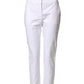 Peserico White High Waist Tapered Fit Chino Trouser Pants