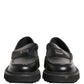 Dolce & Gabbana Black Leather DG Plaque Loafers Dress Shoes