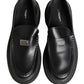 Dolce & Gabbana Black Leather DG Plaque Loafers Dress Shoes