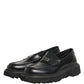 Dolce & Gabbana Black Leather DG Plaque Loafers Dress Shoes