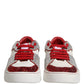 Dolce & Gabbana White Red Rhinestone Embellished Men Sneakers Shoes