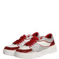 Dolce & Gabbana White Red Rhinestone Embellished Men Sneakers Shoes