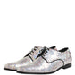 Dolce & Gabbana Silver Sequined Lace Up Men Derby Dress Shoes