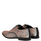 Dolce & Gabbana Silver Sequined Lace Up Men Derby Dress Shoes